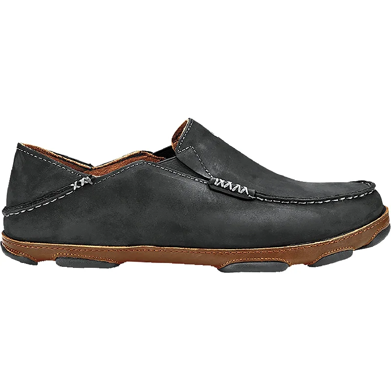 Men's OluKai Moloa Black/Toffee Leather