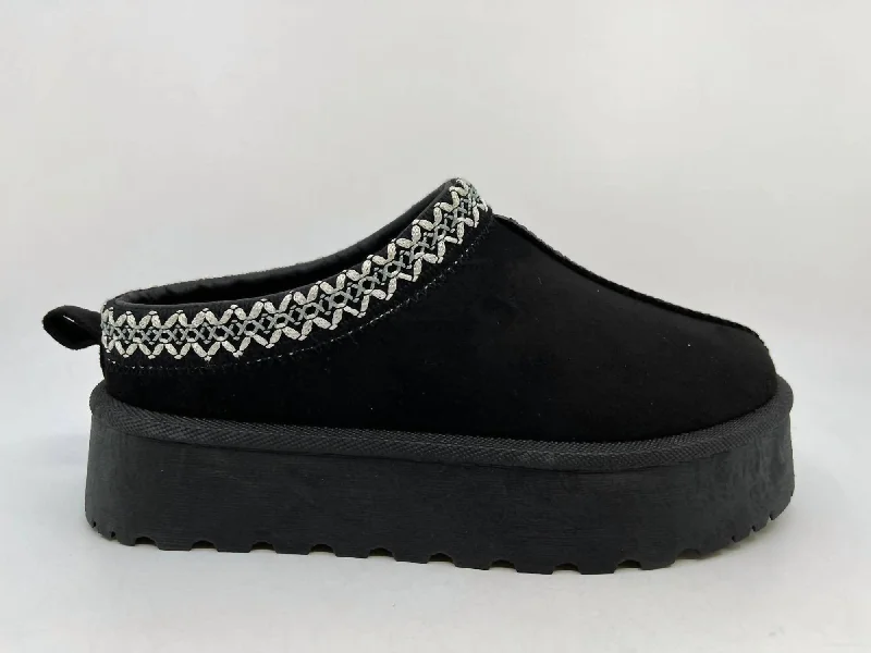 Women's Platform Outdoor Slippers In Black