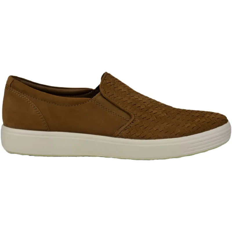 Men's Ecco Soft 7 Slip-On Camel Cow Nubuck