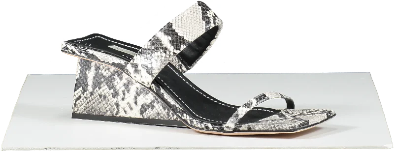 Neil J Rodgers Grey Python Animal Print Wedged Sandals UK 8 EU 41 👠