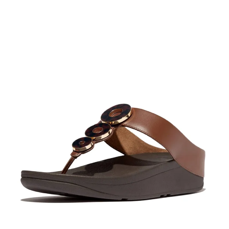 FitFlop Fino Resin Metallic Sandals - Rich Brown