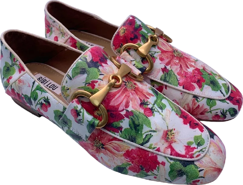 Bibi Lou Pink Floral Print Loafers UK Size 6