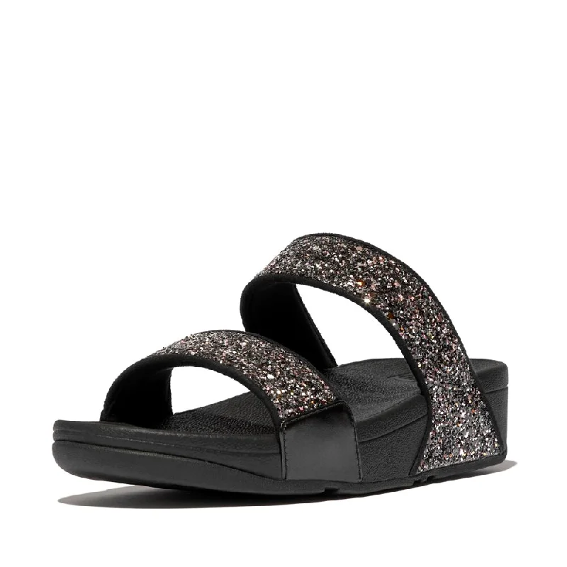 FitFlop Lulu Multi Tonal Glitter Slide Sandals - Black Multi