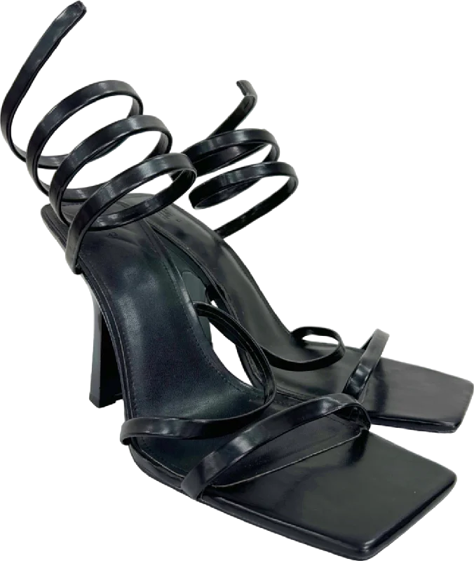 H&M Black Strappy Heeled Sandals EU 42 UK 9