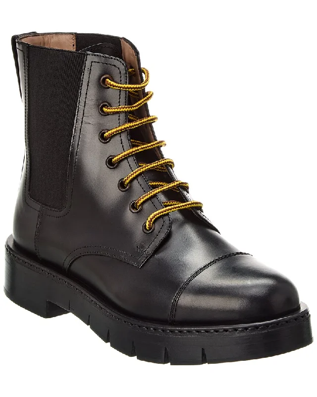 Ferragamo Tolk Leather Combat Boot