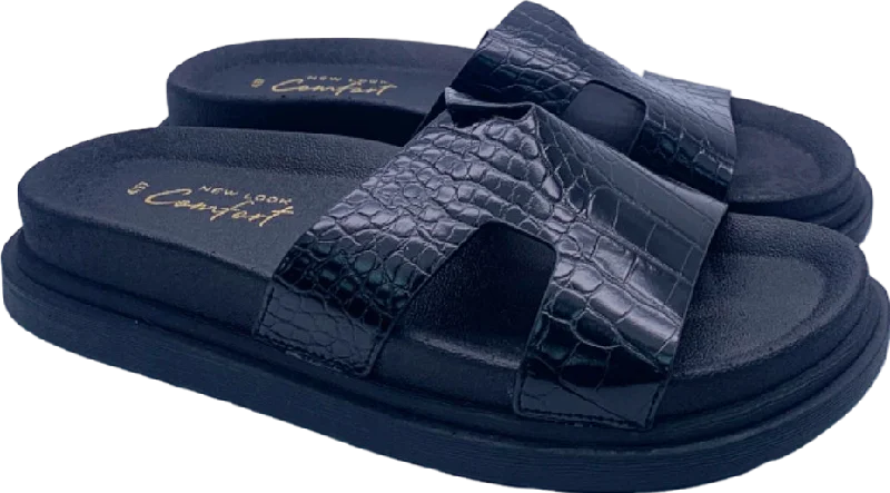 New Look Black Comfort Sliders UK 4