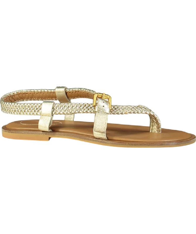 See by Chloé Brown Woven Faux Leather And Leather Sandals UK 3 EU 36 👠