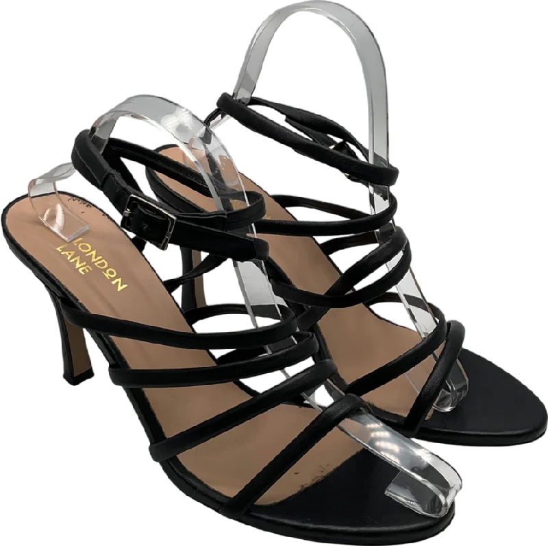 London Lane Black Strappy Sandals UK 8 EU 41 👠