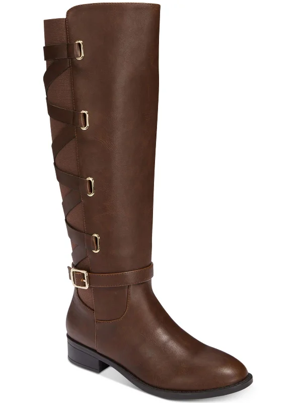 Veronika Womens Faux Leather Wide Calf Over-The-Knee Boots