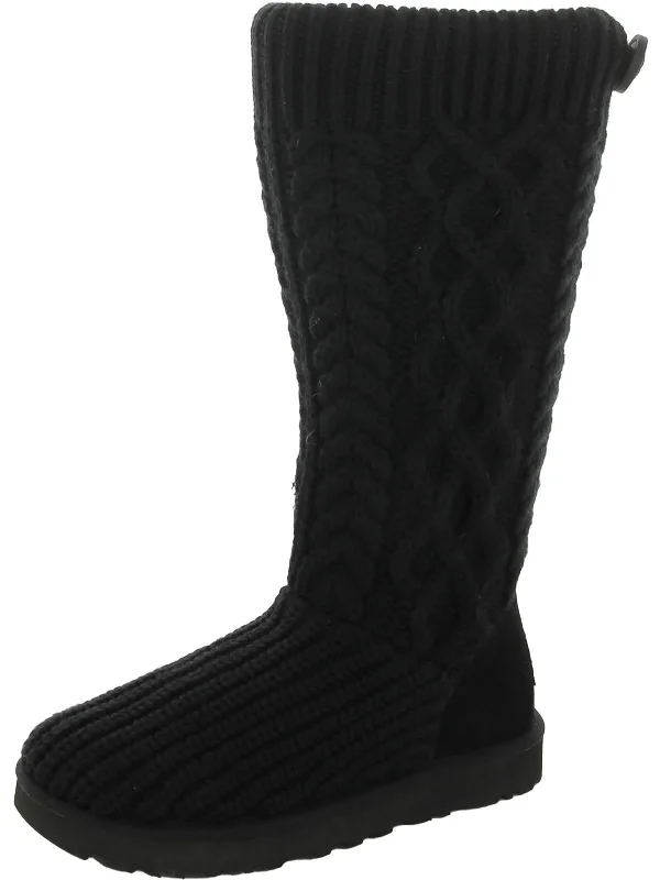 Cardi Womens Cable Knit Comfort Knee-High Boots