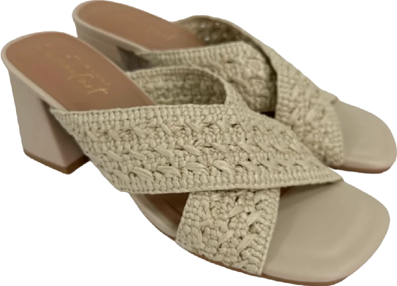 New Look Beige Crochet Heeled Sandals EU 38 UK 5