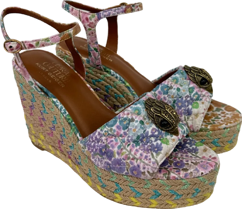 Kurt Geiger Multicolour Floral Couture Wedge Sandals UK 3