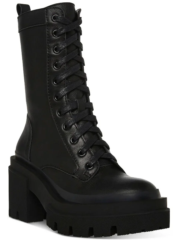 Matryx Womens Side Zip Block Heel Combat & Lace-up Boots