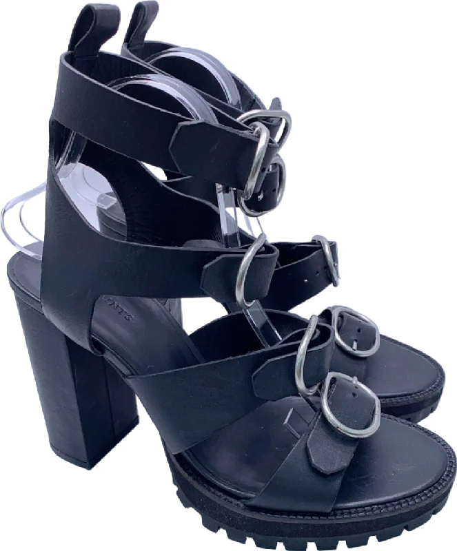 AllSaints Black Osuna Leather Strappy Heeled Sandals EU 40