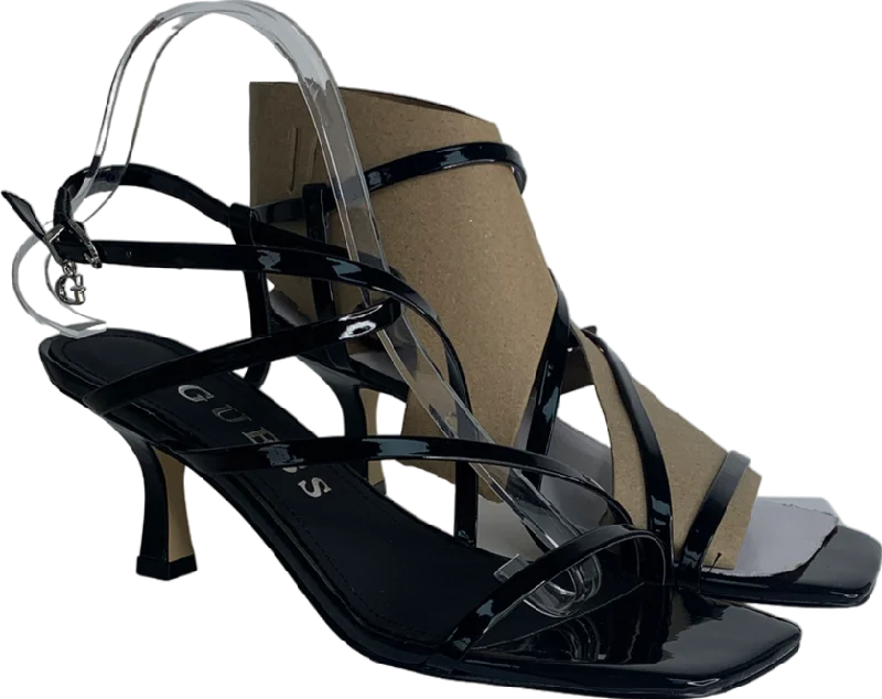 Guess Black Rimilla Patent Leather Sandals UK 6 EU 39 👠