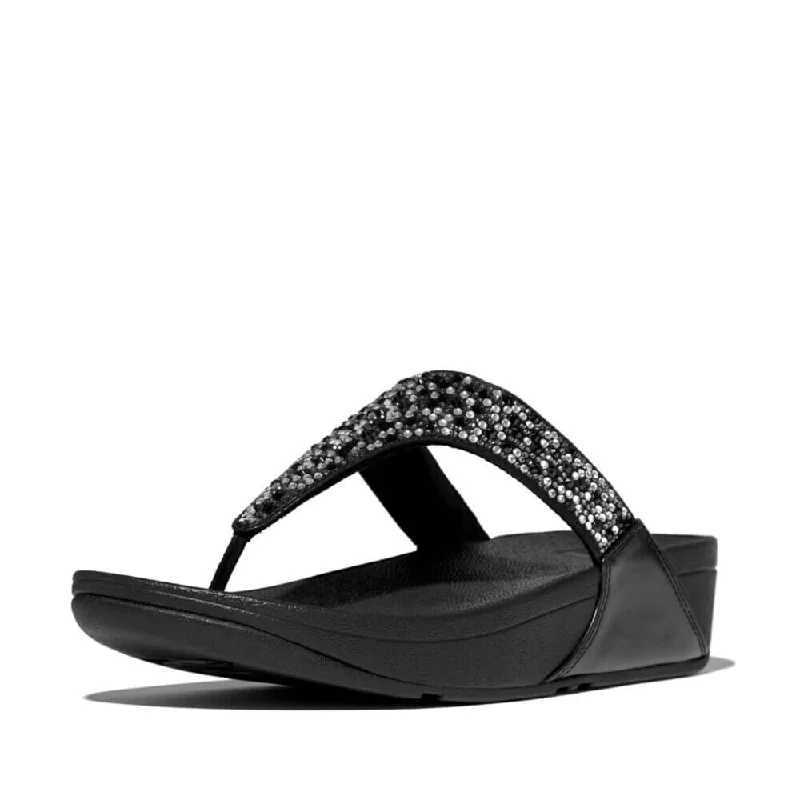 FitFlop Lulu Crystal Mix Sandals - All Black