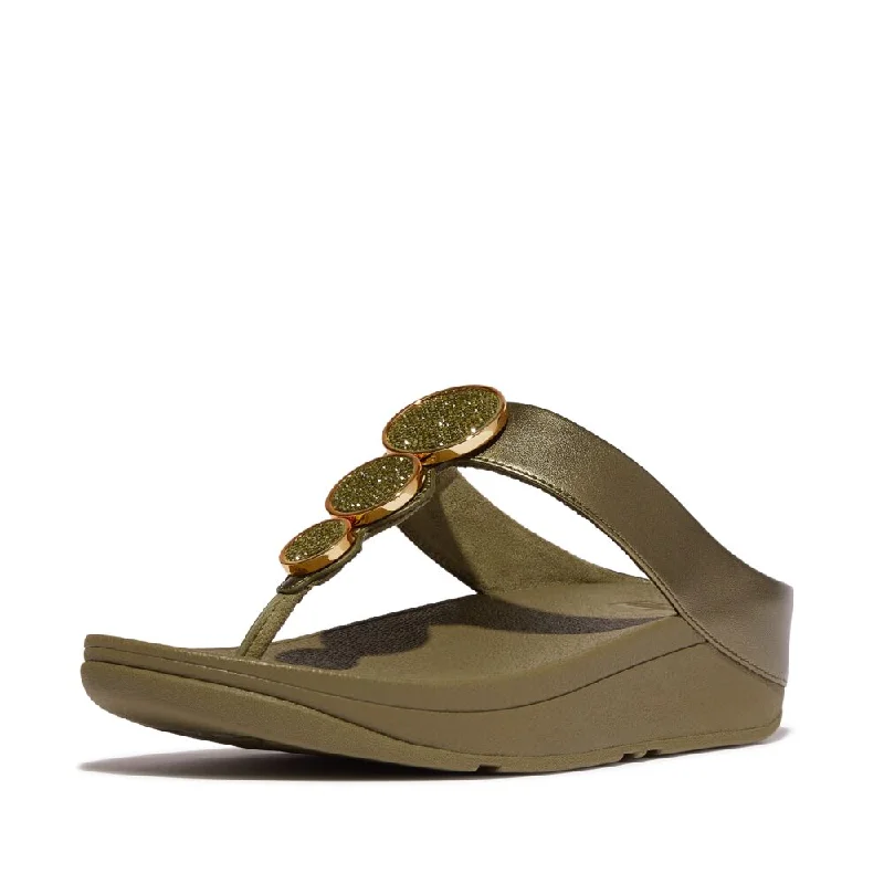 FitFlop Halo Bead Circle Metallic Sandals - Camo Green