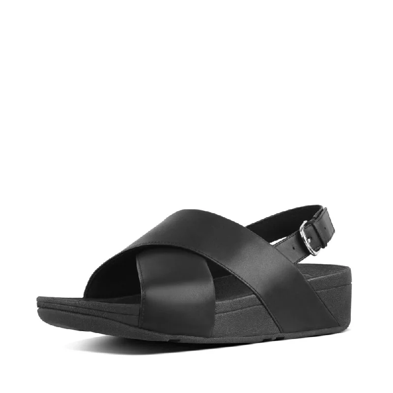 FitFlop Lulu Leather Cross Backstrap Sandals - Black